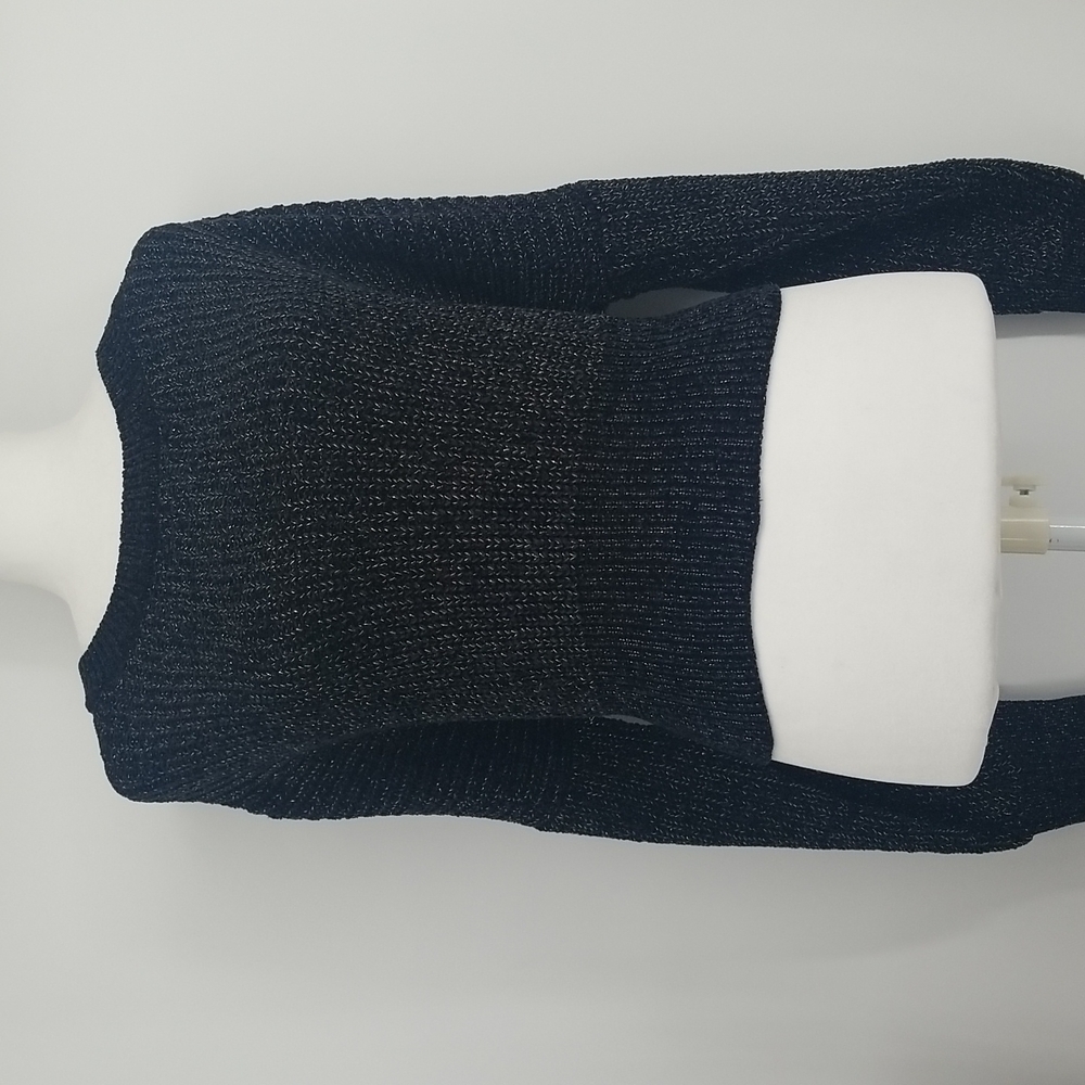 Altar'd State Crew Neck Cropped Sweater Black w Gold Threads Sz:L